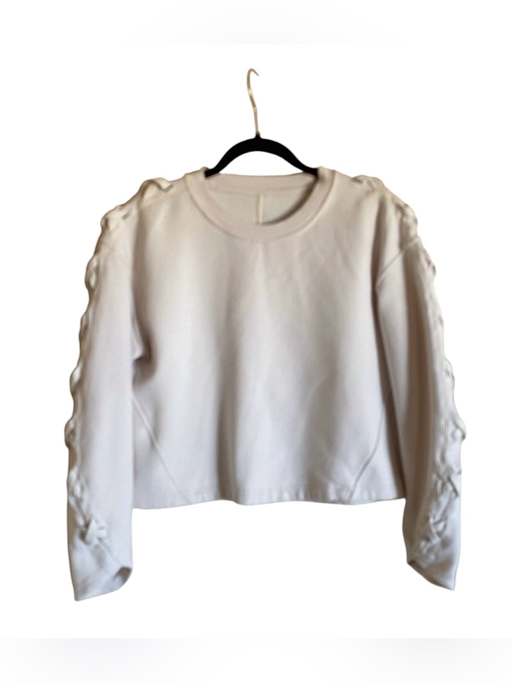 Women’s  LULULEMON Braided Sleeve Pullover Sweatshirt Top White Opal Size M